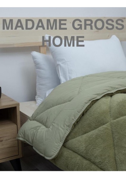 Home Bambu Premium Yeşil Renk %100 Pamuk Kumaş Silikon Dolgulu Yorgan 155X215 cm