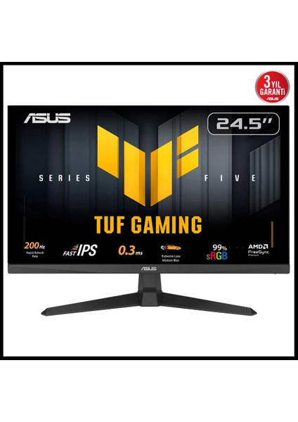 Tuf Gamıng VG259Q5A 24,5" 0.3ms, 200hz, Full Hd, Dp, 2xhdmı, Hoparlör, IPS Panel, Elmb Sync Premium, Gamıng Monitör