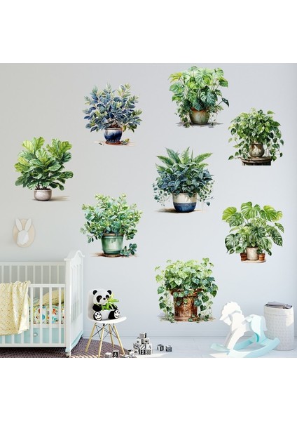 Saksılı Çiçek Tasarımlı 8li Sticker (4741) fiyatları