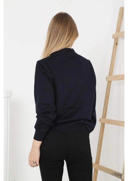 Kadın Yarım Boğaz Triko Kazak At Regular Kalıp - Siyah fiyatları