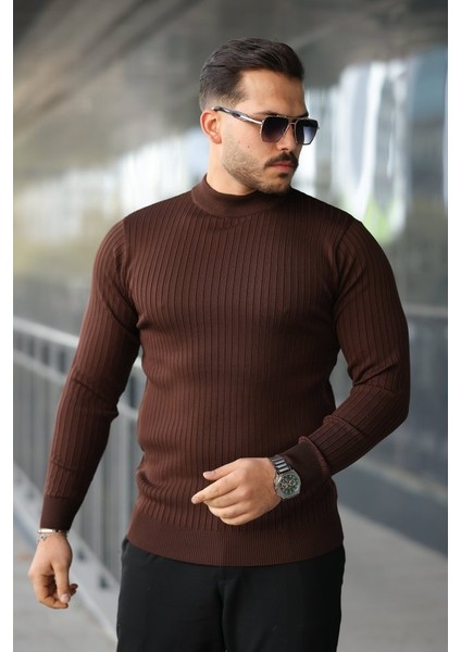 Erkek Yarım Balıkçı Yaka Fitilli Triko