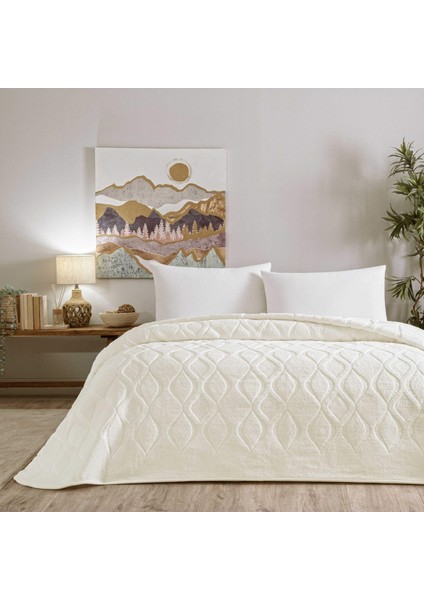 Doressa Çift Kişilik Battaniye Ekru