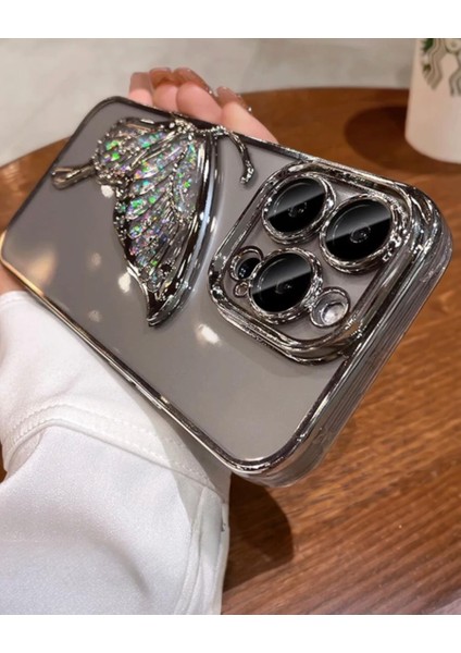 Iphone Uyumlu Lens Koruyuculu Sulu Kelebekli Kılıf