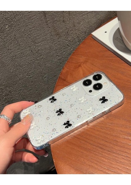 Iphone Uyumlu Şeffaf Siyah Beyaz Fiyonklu Kılıf fiyatları