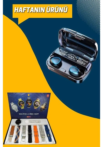 Ucuz Kaliteli Yeni Nesil 7 Kordonlu Akıllı Saat ve Kablosuz Bluetooth Kulaklık Anc Özelliği modelleri