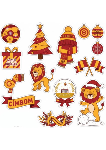 Galatasaray Temalı Noel Yılbaşı Telefon Laptop Notebook Tablet Defter Matara Stiker Etiket ST2404