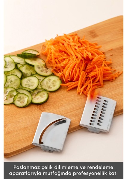 Sebze, Et ve Meyve Dilimle Doğra Karıştır Rendele Çırp Smoothie Yap 6 Bıçaklı 2500W Yüksek Güçlü Premium Mutfak Robotu & Blendır Inox