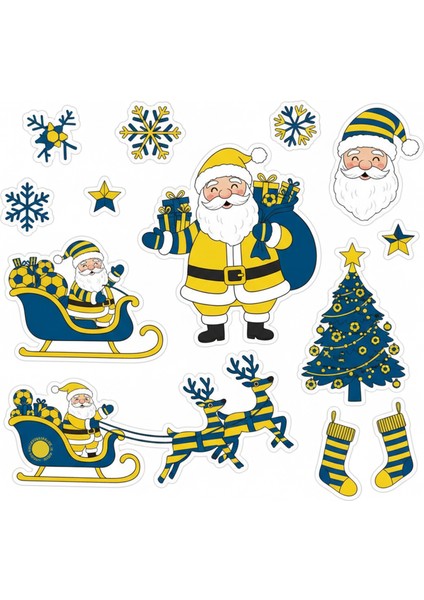 Fenerbahçe Temalı Noel Yılbaşı Telefon Laptop Notebook Tablet Defter Matara Stiker Etiket ST2401