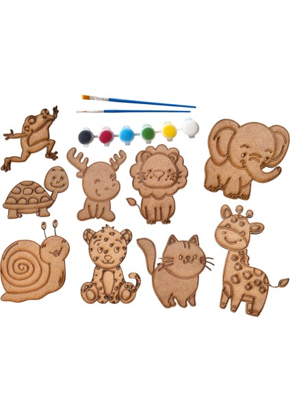Yeryüzü Hayvanları Ahşap Boyama Seti – Çocuk & Aile Aktivite, Eğitici Hobi Seti