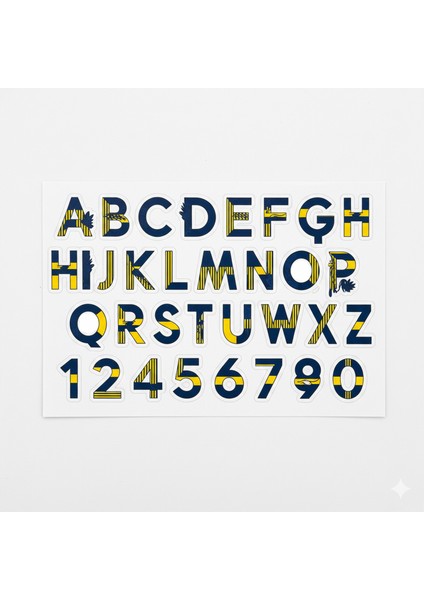 Fenerbahçe Temalı Harfler Telefon Laptop Notebook Tablet Defter Matara Stiker Etiket ST2368