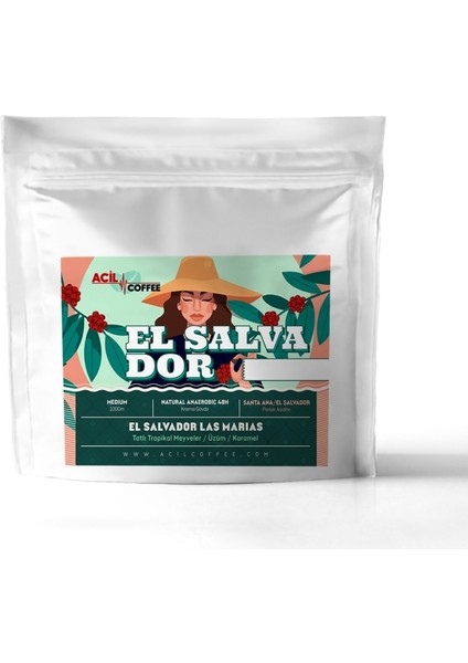 El Salvador Las Marias - Tatlı Tropikal Meyveler, Üzüm ve Karamel Aromalı Filtre Kahve 1000gr