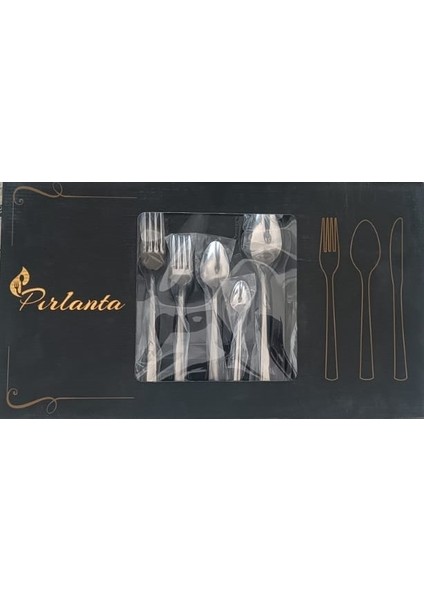 Pırlanta 30 Parça 6 Kişilik Çatal Kaşık Takımı 30 Parça Kutulu Hediyelik Çeyizlik Takım