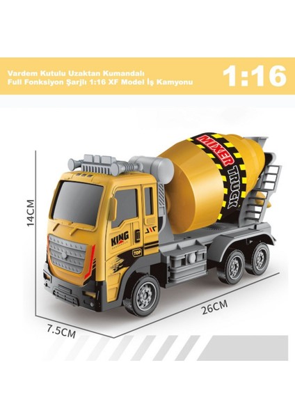 Uzaktan Kumandalı Full Fonksiyon Şarjlı 1:16 Inşaat Iş Makinesi Beton Mikseri 26 cm modelleri
