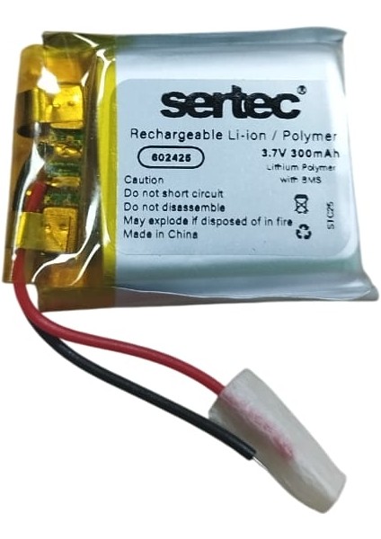 602425 3.7V 300mAh Li-Polymer Pil (Devreli/1.5A)