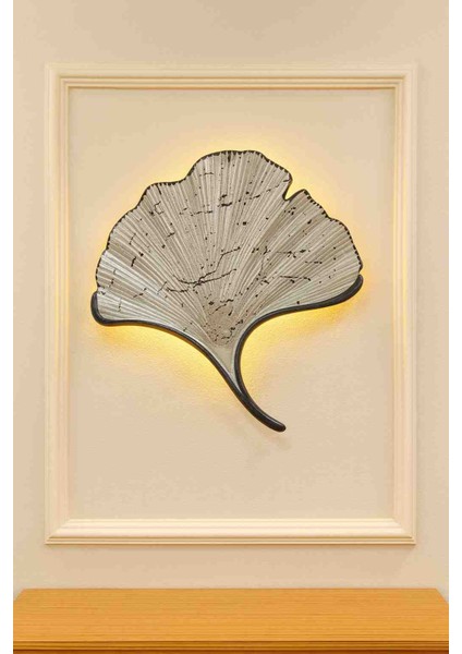 Gümüş Mabet Yaprağı Aplik – 35×32 cm – 9V Pilli