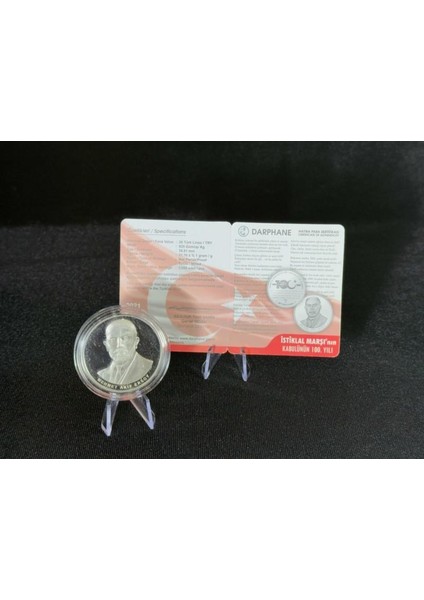 Istiklâl Marşı’nın 100. Yılı – Mehmet Âkif Ersoy Gümüş Hatıra Sikkesi (Darphane, 2021)