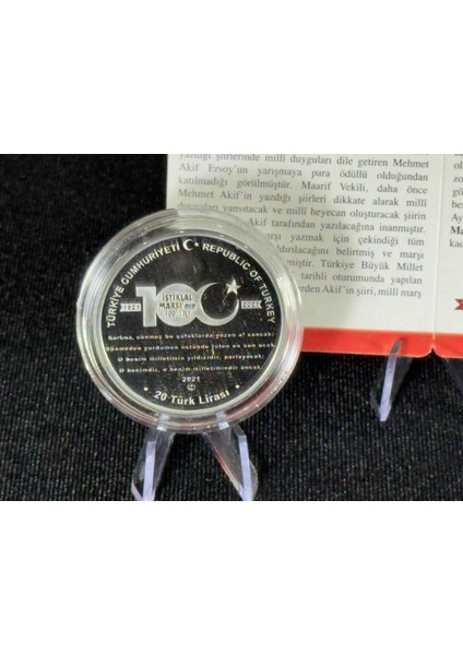Istiklâl Marşı’nın 100. Yılı – Mehmet Âkif Ersoy Gümüş Hatıra Sikkesi (Darphane, 2021) fırsatları