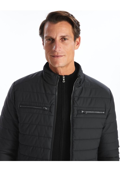 Yeni Sezon Standart Kalıp Dik Yaka Erkek Deri Görünümlü Mont modelleri