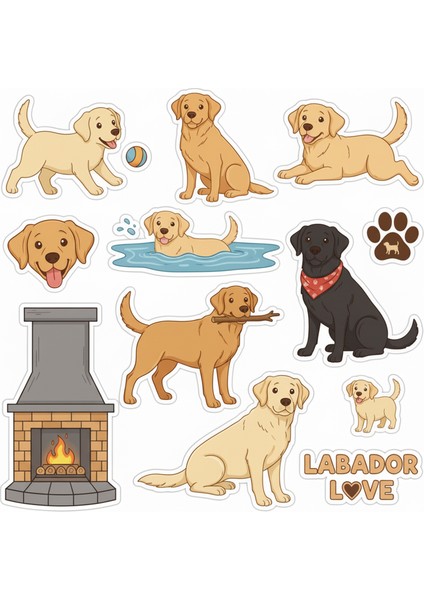 Köpekler Telefon Laptop Notebook Tablet Defter Matara Stiker Etiket ST2332