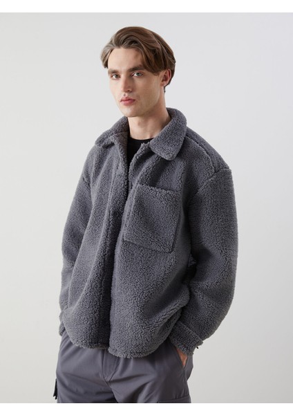 Yeni Sezon Rahat Kalıp Uzun Kollu Pelüş Erkek Gömlek Ceket