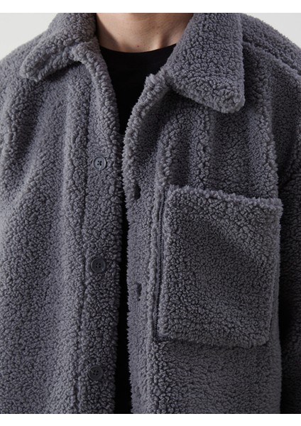 Yeni Sezon Rahat Kalıp Uzun Kollu Pelüş Erkek Gömlek Ceket modelleri