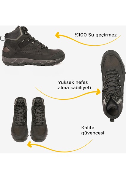 Erkek Siyah Hakiki Deri Su Geçirmez Outdoor Bot 5K1GB00173