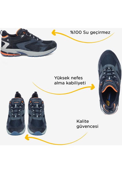 Erkek Lacivert Hakiki Deri Su Geçirmez Outdoor Ayakkabı 5K1GA17781