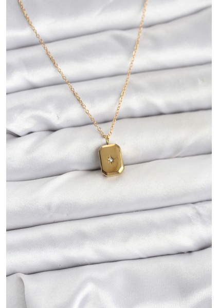 316L Çelik Zincir Gold Renk Minimal Kutup Yıldızı Model Kadın Kolye - TJ-BKO10683