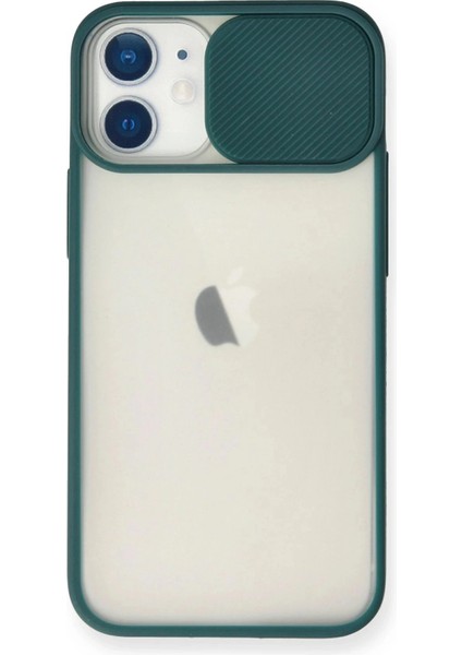 iPhone 11 Kılıf Palm Buzlu Kamera Sürgülü Silikon - Yeşil