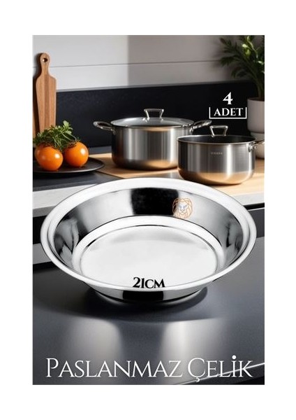 21 cm 4 LÜ Tabak Seti Paslanmaz Çelik B.Caprio Design