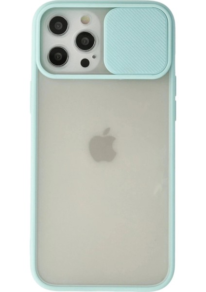 iPhone 12 Pro Max Kılıf Palm Buzlu Kamera Sürgülü Silikon - Turkuaz