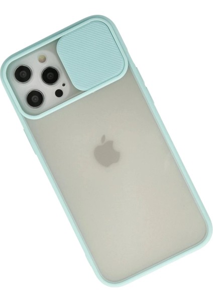 iPhone 12 Pro Max Kılıf Palm Buzlu Kamera Sürgülü Silikon - Turkuaz fiyatları