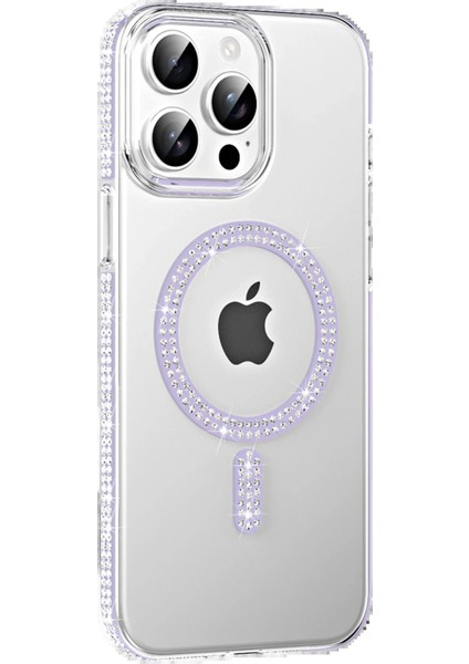 Apple iPhone 14 Pro Max Move Taşlı Magsafe Kapak - Lila