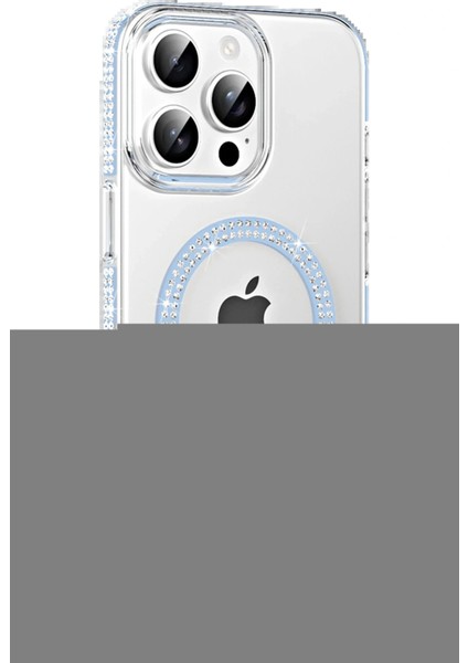 Apple iPhone 14 Pro Max Move Taşlı Magsafe Kapak - Mavi