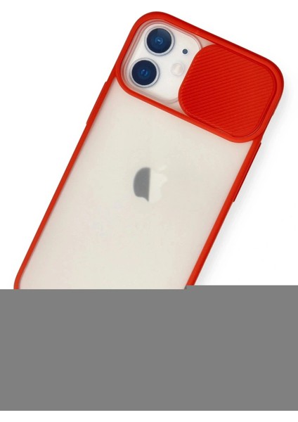 iPhone 11 Kılıf Palm Buzlu Kamera Sürgülü Silikon - Kırmızı modelleri