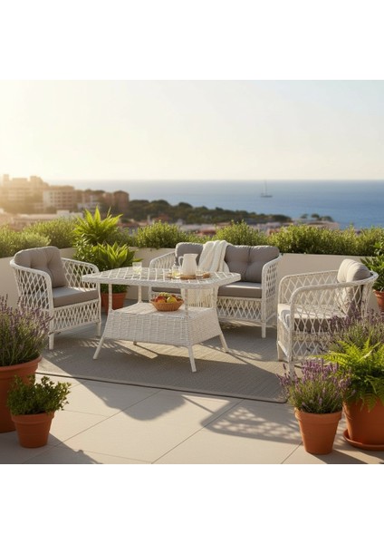 Tire Rattan 2+1+1+Masa Bahçe Takımı,kayrak Gri