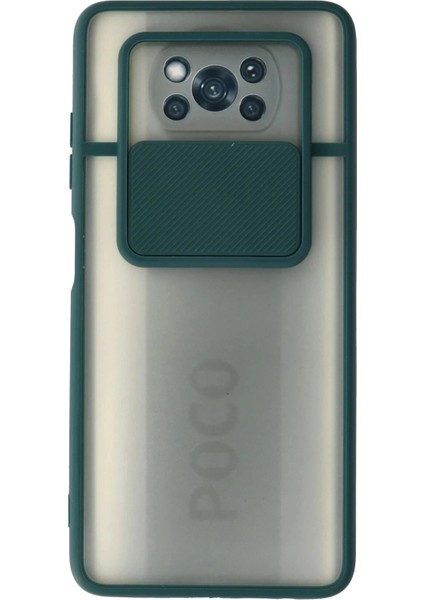 Xiaomi Pocophone X3 Kılıf Palm Buzlu Kamera Sürgülü Silikon - Yeşil