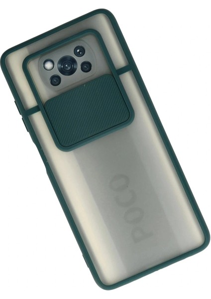 Xiaomi Pocophone X3 Kılıf Palm Buzlu Kamera Sürgülü Silikon - Yeşil fiyatları