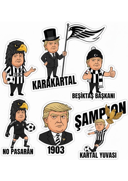 Beşiktaşlı Başkan Trumph Telefon Laptop Notebook Tablet Defter Matara Stiker Etiket ST2366