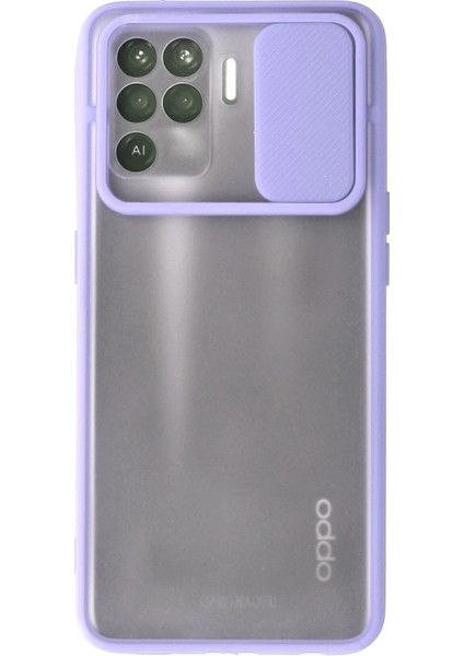 Oppo Reno 5 Lite Kılıf Palm Buzlu Kamera Sürgülü Silikon - Lila