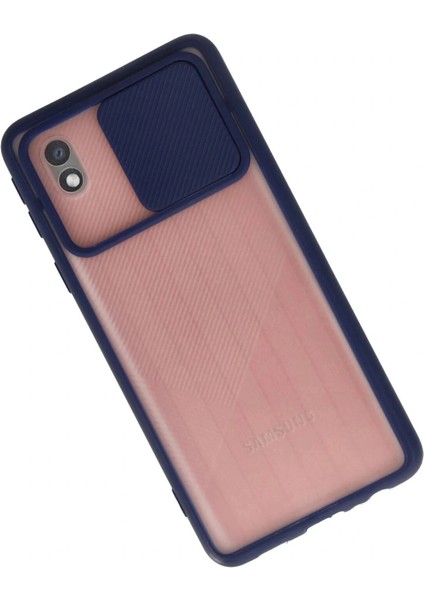 Samsung Galaxy A01 Core Kılıf Palm Buzlu Kamera Sürgülü Silikon - Lacivert fiyatları