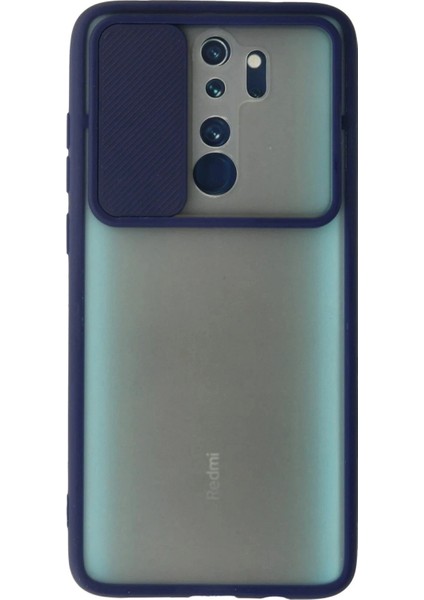 Xiaomi Redmi Note 8 Pro Kılıf Palm Buzlu Kamera Sürgülü Silikon - Lacivert