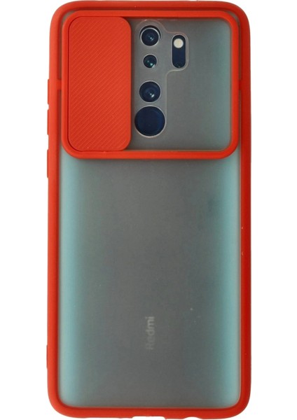 Xiaomi Redmi Note 8 Pro Kılıf Palm Buzlu Kamera Sürgülü Silikon - Kırmızı
