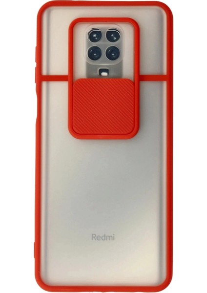 Xiaomi Redmi Note 9 Pro Kılıf Palm Buzlu Kamera Sürgülü Silikon - Kırmızı