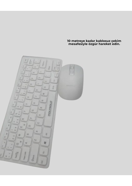 Kablosuz Klavye Mouse Seti Beyaz Q Klavye Tüm Cihazlara Uyumlu fırsatları