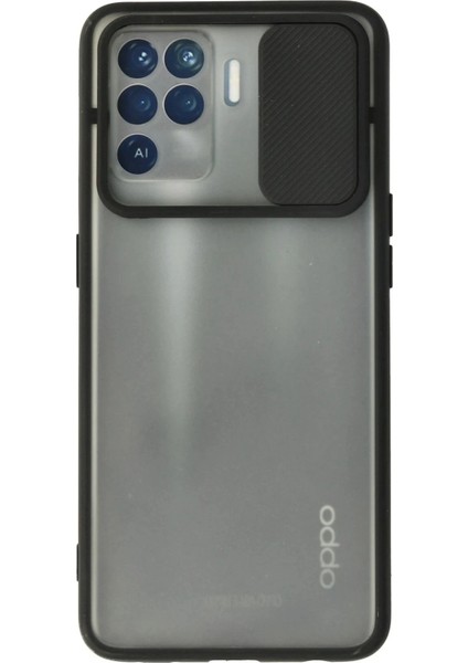 Oppo Reno 5 Lite Kılıf Palm Buzlu Kamera Sürgülü Silikon - Siyah
