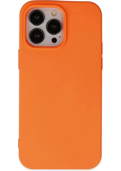 iPhone 15 Pro Kılıf Nano Içi Kadife Silikon - Turuncu