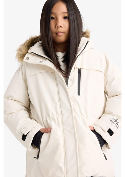 Kız Çocuk Çıkarılabilir Suni Kürk Yaka Kapüşonlu Polar Astarlı Fermuarlı Şişme Kayak Montu F4480A825WN fırsatları