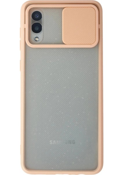 Samsung Galaxy A02 Kılıf Palm Buzlu Kamera Sürgülü Silikon - Pembe