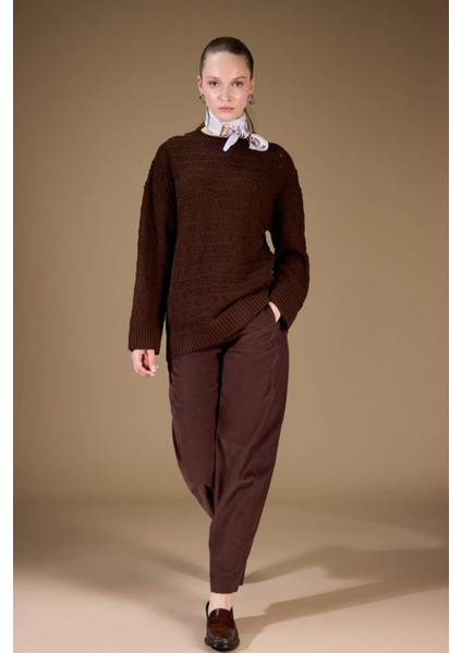 Regular Fit Bisiklet Yaka Ajurlu Triko Tunik fiyatları